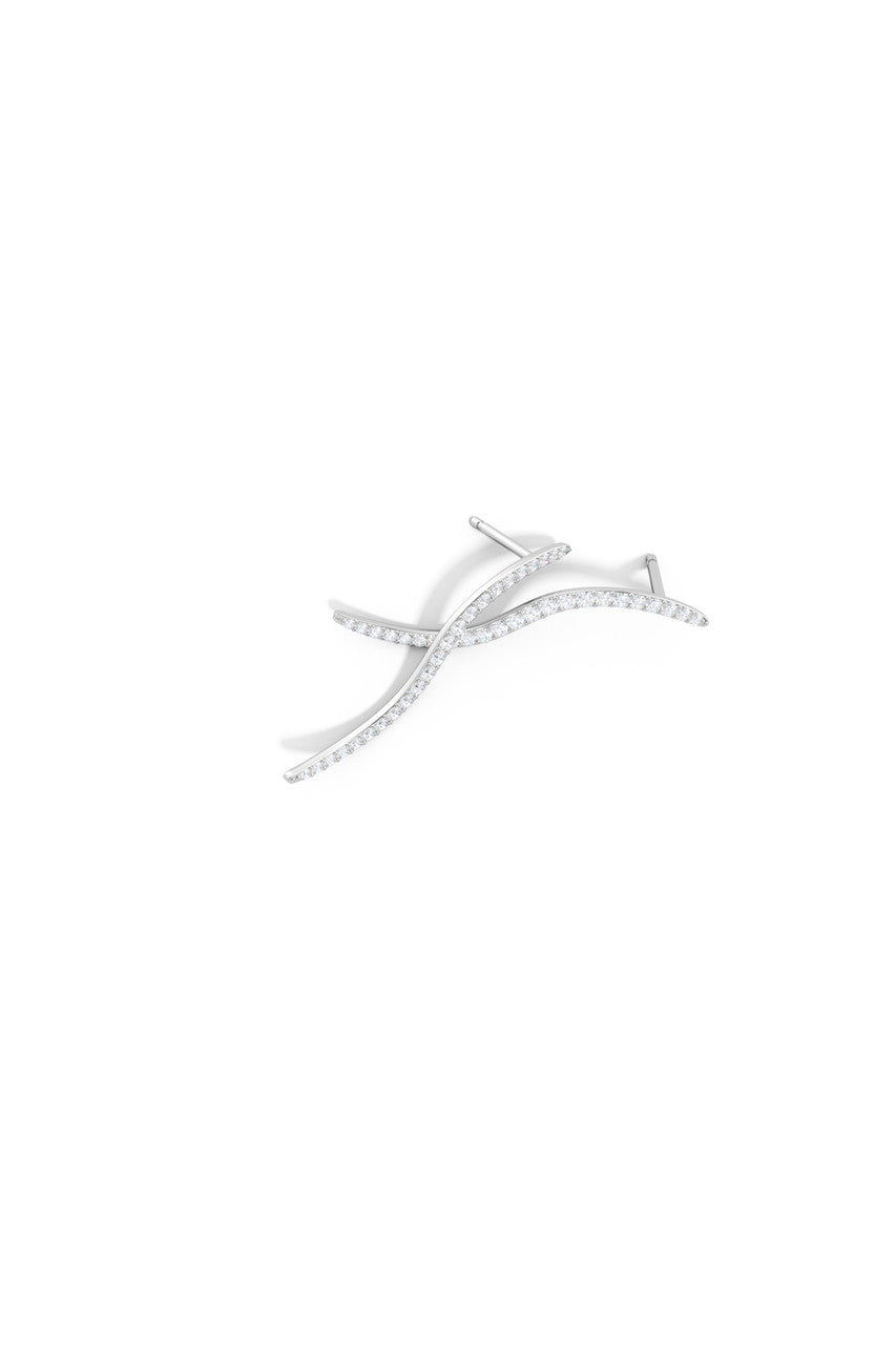 Natori Buy Shangri-La Brushstroke 14k Gold and Diamond Medium Stud Earrings in 14K White Gold Online