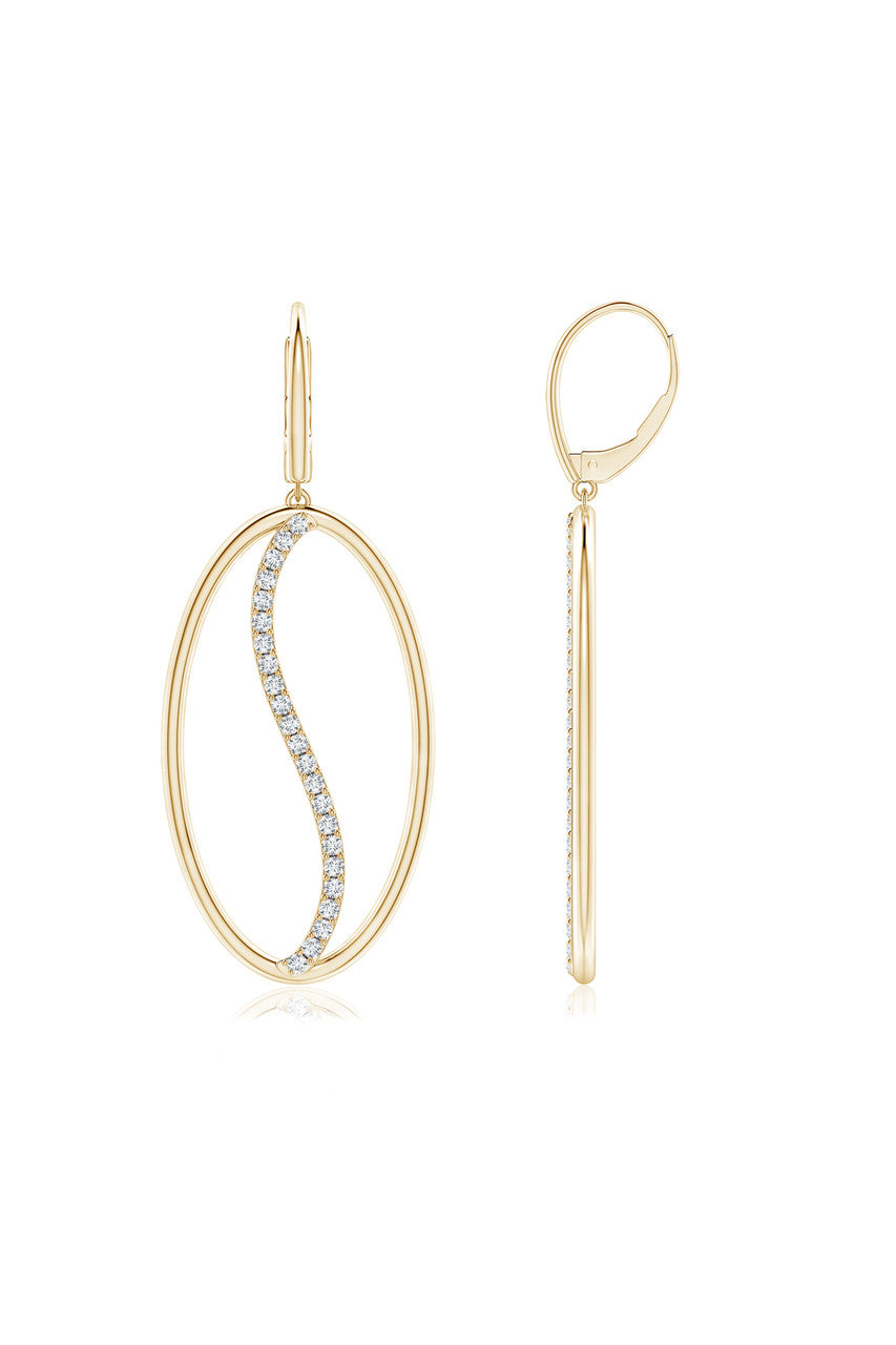 Natori Buy Shangri-La Elliptical Yin-Yang 14K-Gold and Diamond Large Leverback Earrings in 14K Yellow Gold Online
