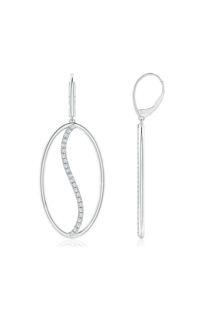 Natori Buy Shangri-La Elliptical Yin-Yang 14K-Gold and Diamond Large Leverback Earrings in 14K White Gold Online