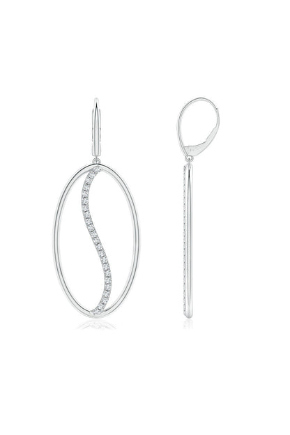 Natori Buy Shangri-La Elliptical Yin-Yang 14K-Gold and Diamond Large Leverback Earrings in 14K White Gold Online