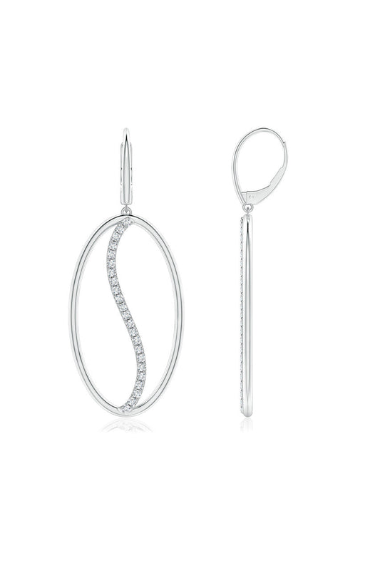 Natori Buy Shangri-La Elliptical Yin-Yang 14K-Gold and Diamond Large Leverback Earrings in 14K White Gold Online
