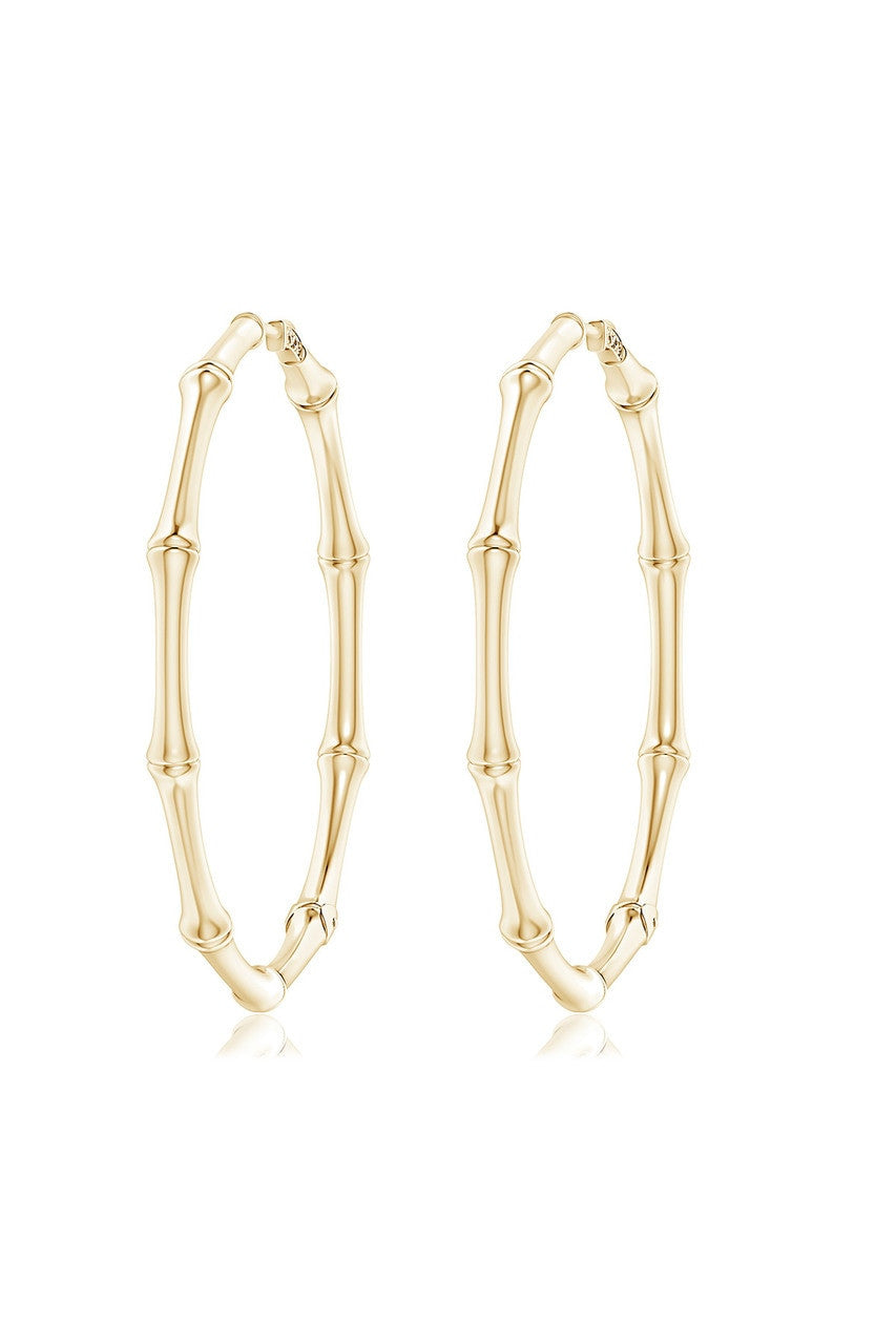 Natori Buy Indochine 14k Medium Bamboo Full Circle Hoop Earrings in 14K Yellow Gold Online