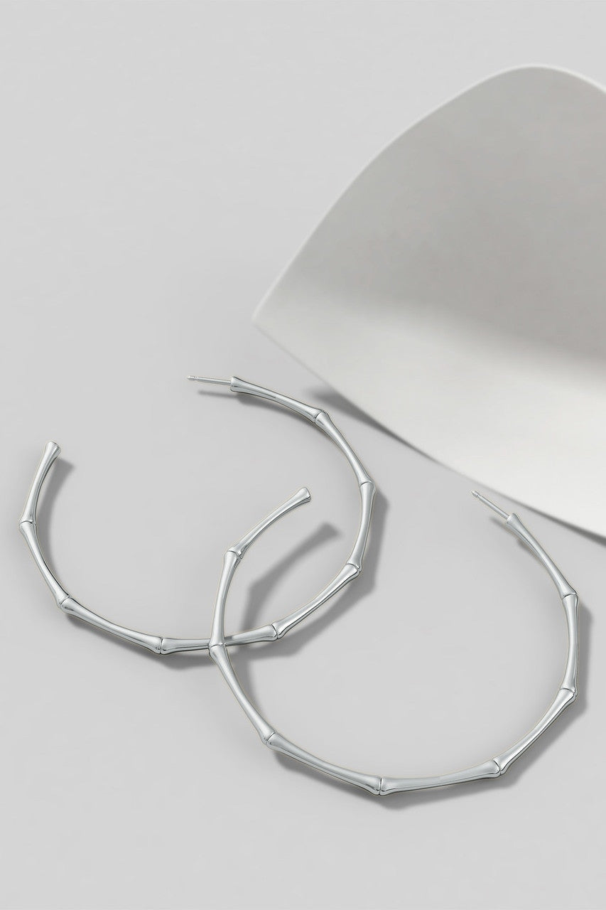 Natori Buy Indochine 14k Large 2.75 Inch Bamboo Hoops in 14K White Gold Online