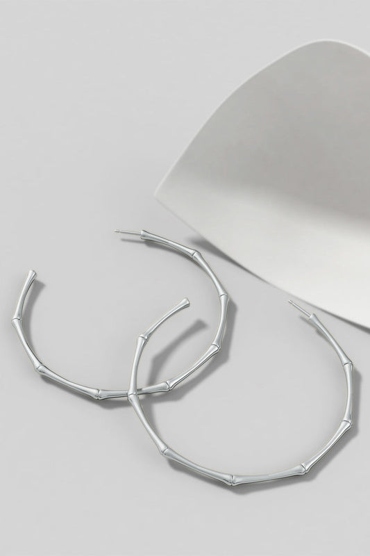 Natori Buy Indochine 14k Large 2.75 Inch Bamboo Hoops in 14K White Gold Online