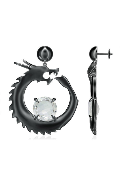 Natori Buy Dragon Midnight Silver and White Topaz Dangler Earrings in Midnight Silver Online