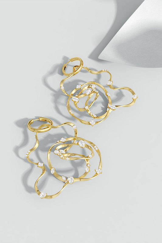Natori Buy Runway Collection Sakura White Topaz Giant Gold Hoop Earrings in 14K Yellow Gold Online