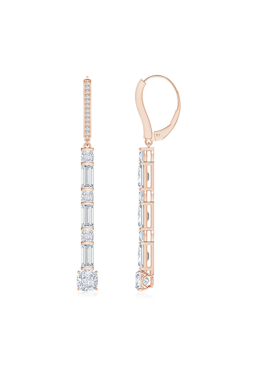 Natori Buy Orient Express Lab-Grown 14K Gold Baguette & Cushion Diamond Long Drop Earrings in 14K Rose Gold Online