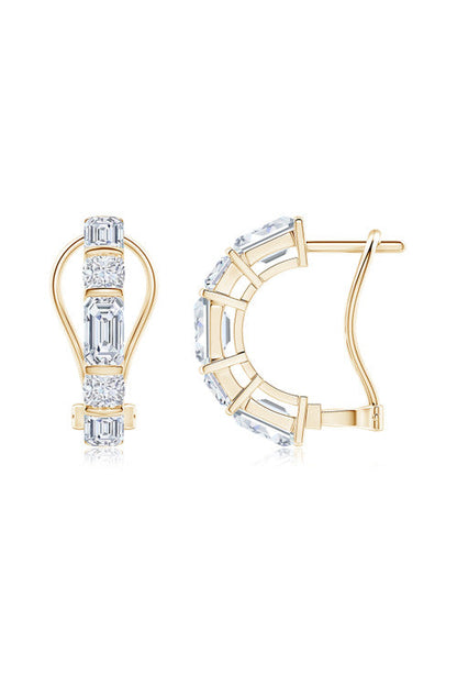 Natori Buy Orient Express Lab-Grown 14K Gold Emerald Cut & Cushion Diamond Half Hoop Earrings in 14K Yellow Gold Online