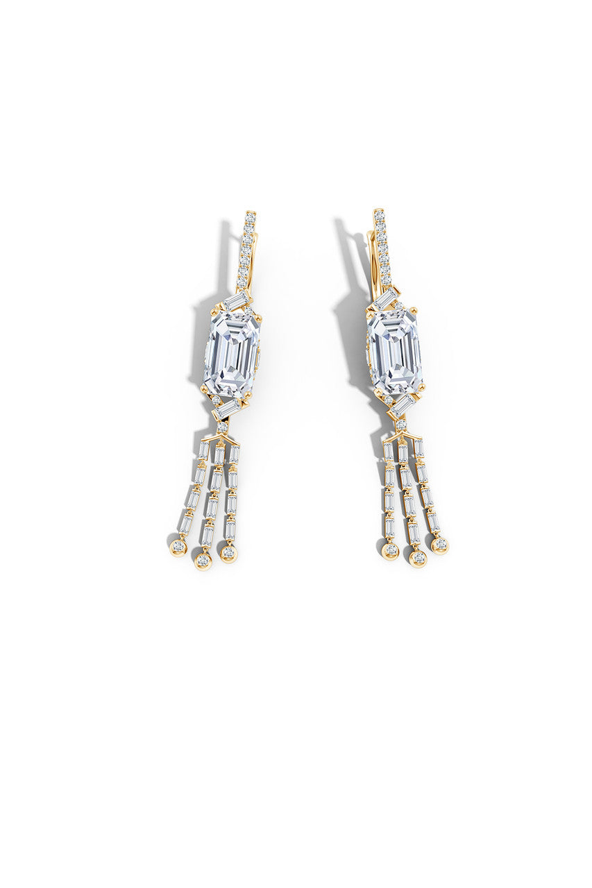 Natori Buy Orient Express Lab-Grown 14K Gold Emerald Cut & Baguette Diamond Tassel Drop Earrings in 14K Yellow Gold Online