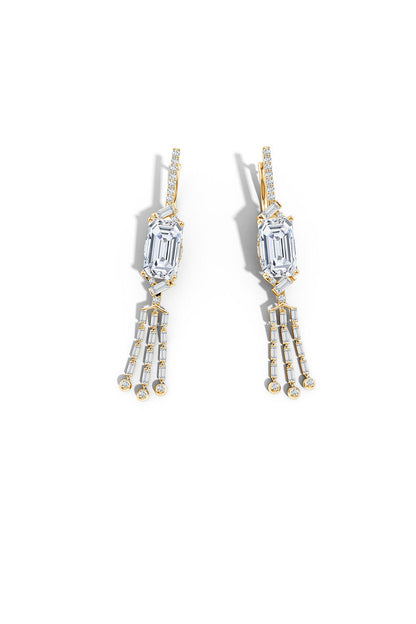 Natori Buy Orient Express Lab-Grown 14K Gold Emerald Cut & Baguette Diamond Tassel Drop Earrings in 14K Yellow Gold Online