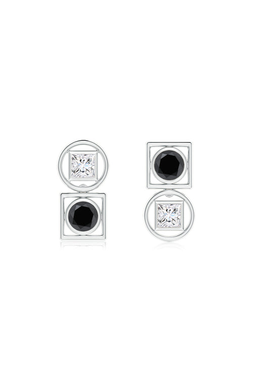 Natori Buy Infinity 14K Gold with Black & White Diamond Two Stone Studs in 14K White Gold Online