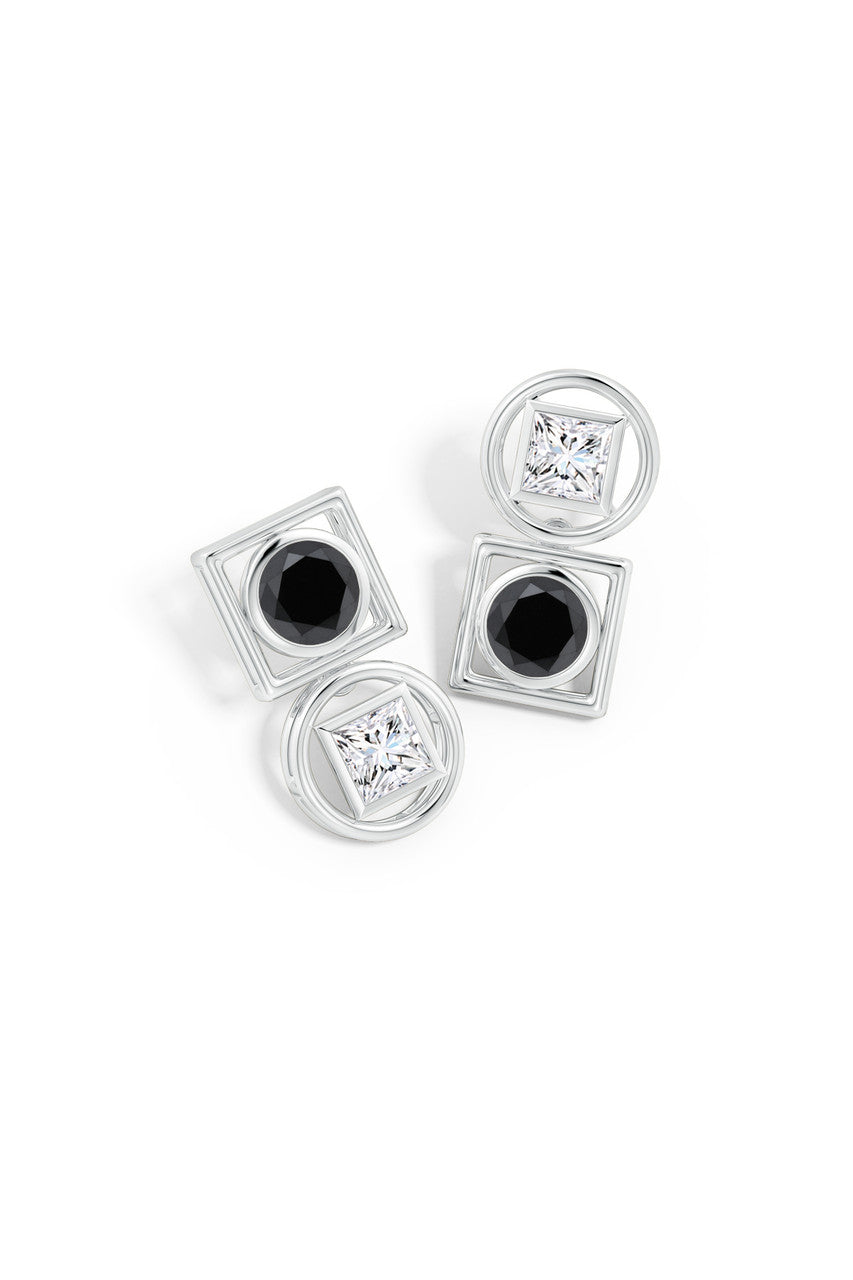 Natori Buy Infinity 14K Gold with Black & White Diamond Two Stone Studs in 14K White Gold Online
