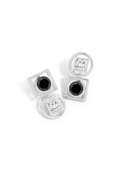 Natori Buy Infinity 14K Gold with Black & White Diamond Two Stone Studs in 14K White Gold Online