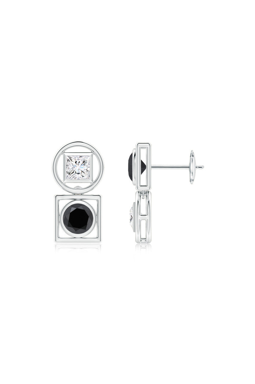 Natori Buy Infinity 14K Gold with Black & White Diamond Two Stone Studs in 14K White Gold Online