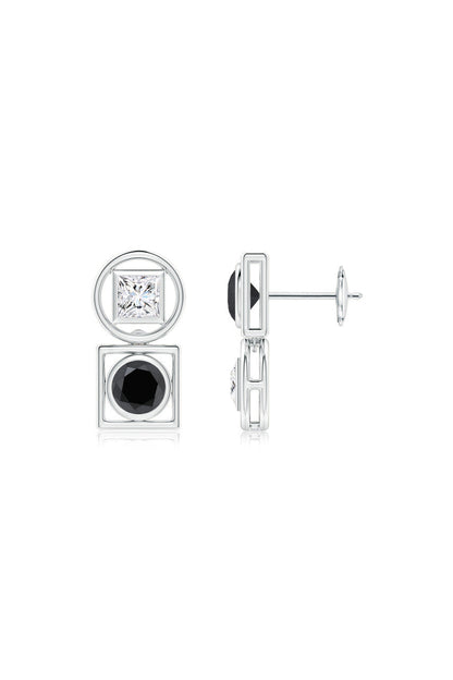 Natori Buy Infinity 14K Gold with Black & White Diamond Two Stone Studs in 14K White Gold Online