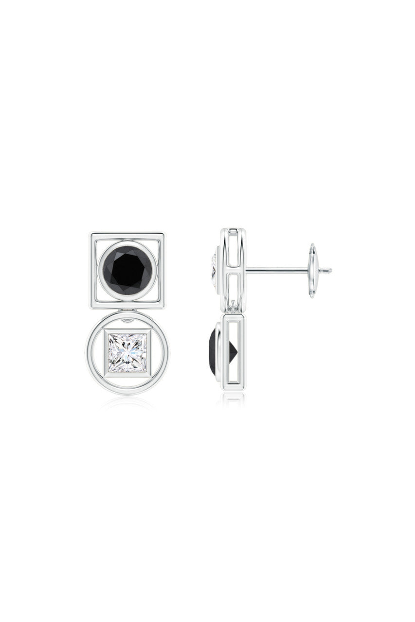 Natori Buy Infinity 14K Gold with Black & White Diamond Two Stone Studs in 14K White Gold Online