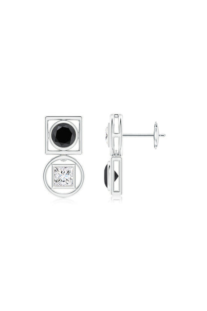 Natori Buy Infinity 14K Gold with Black & White Diamond Two Stone Studs in 14K White Gold Online
