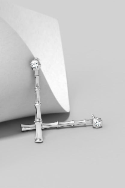 Natori Buy Indochine Bamboo 14k Diamond Multi-Wear Linear Earrings in 14K White Gold Online