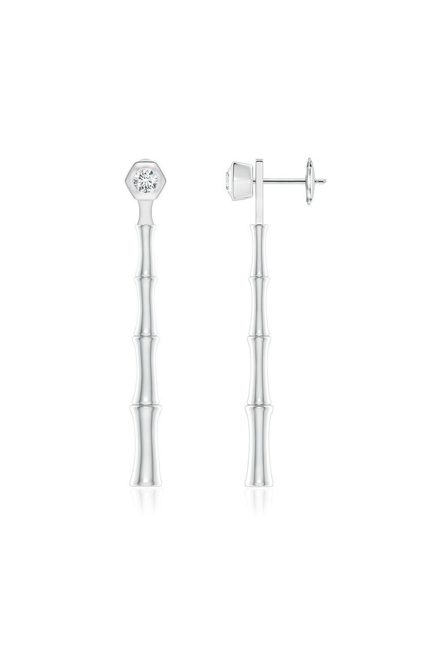 Natori Buy Indochine Bamboo 14k Diamond Multi-Wear Linear Earrings in 14K White Gold Online