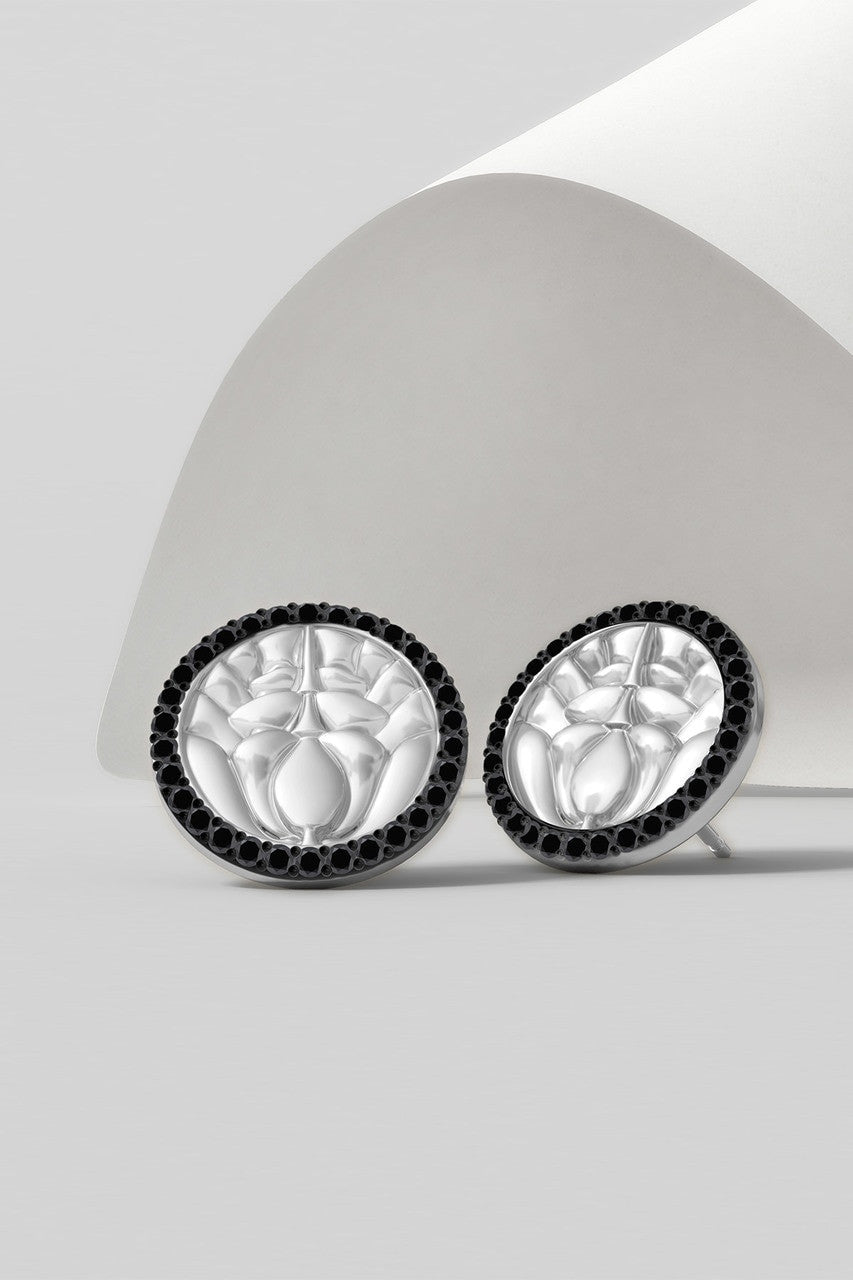 Natori Buy Kamon 14k Diamond Stud Earrings in 14K White Gold/Black Diamonds Online