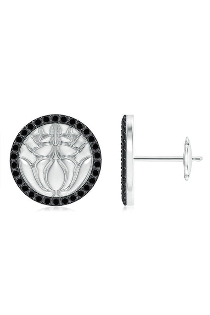 Natori Buy Kamon 14k Diamond Stud Earrings in 14K White Gold/Black Diamonds Online