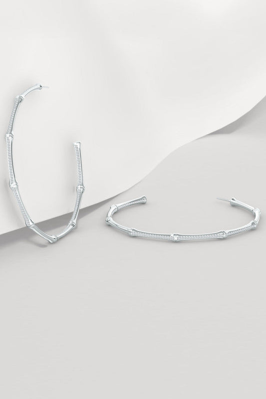 Natori Buy Indochine 14k Pave Diamond 2.75 Inch Bamboo Hoops in 14K White Gold Online