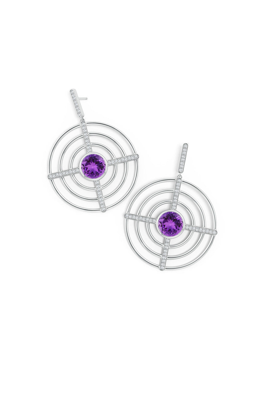Natori Buy Infinity Concentric Circle 14K Gold and Amethyst Earrings in 14K White Gold Online