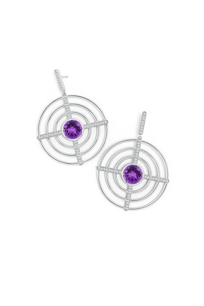 Natori Buy Infinity Concentric Circle 14K Gold and Amethyst Earrings in 14K White Gold Online