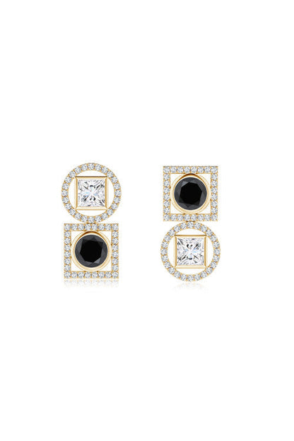 Natori Buy Infinity 14K Gold with Black & White Diamond Two Stone Earrings in 14K Yellow Gold Online