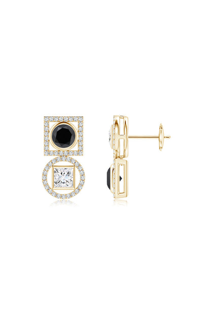 Natori Buy Infinity 14K Gold with Black & White Diamond Two Stone Earrings in 14K Yellow Gold Online