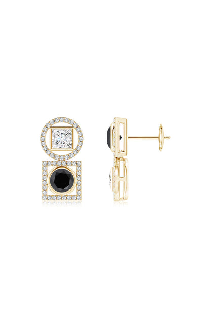 Natori Buy Infinity 14K Gold with Black & White Diamond Two Stone Earrings in 14K Yellow Gold Online