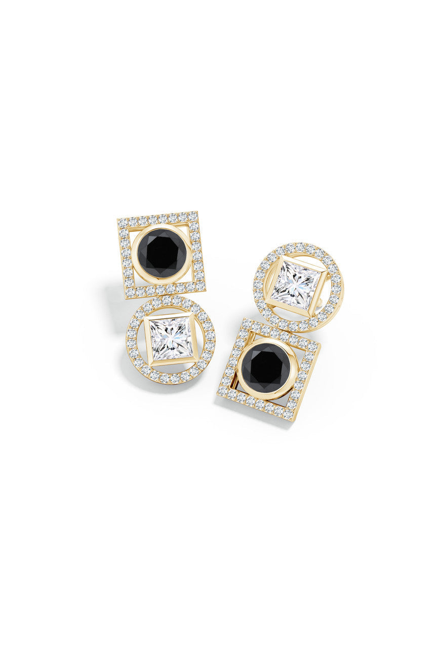 Natori Buy Infinity 14K Gold with Black & White Diamond Two Stone Earrings in 14K Yellow Gold Online