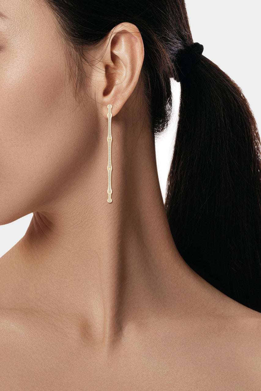 Natori Buy Indochine 14k Pave Diamond 2.75 Inch Bamboo Hoops in 14K Yellow Gold Online
