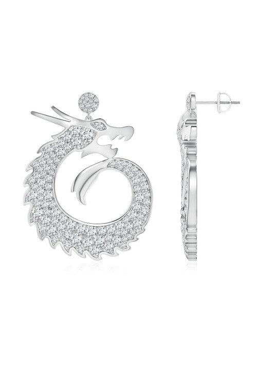 Natori Buy Dragon Lab-Grown Diamond Silver Drop Earrings in 925 Silver Online