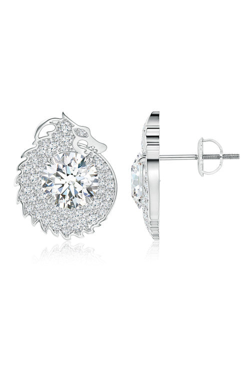 Natori Buy Dragon Lab-Grown 14K Gold Round Diamond Earrings in 14K White Gold Online