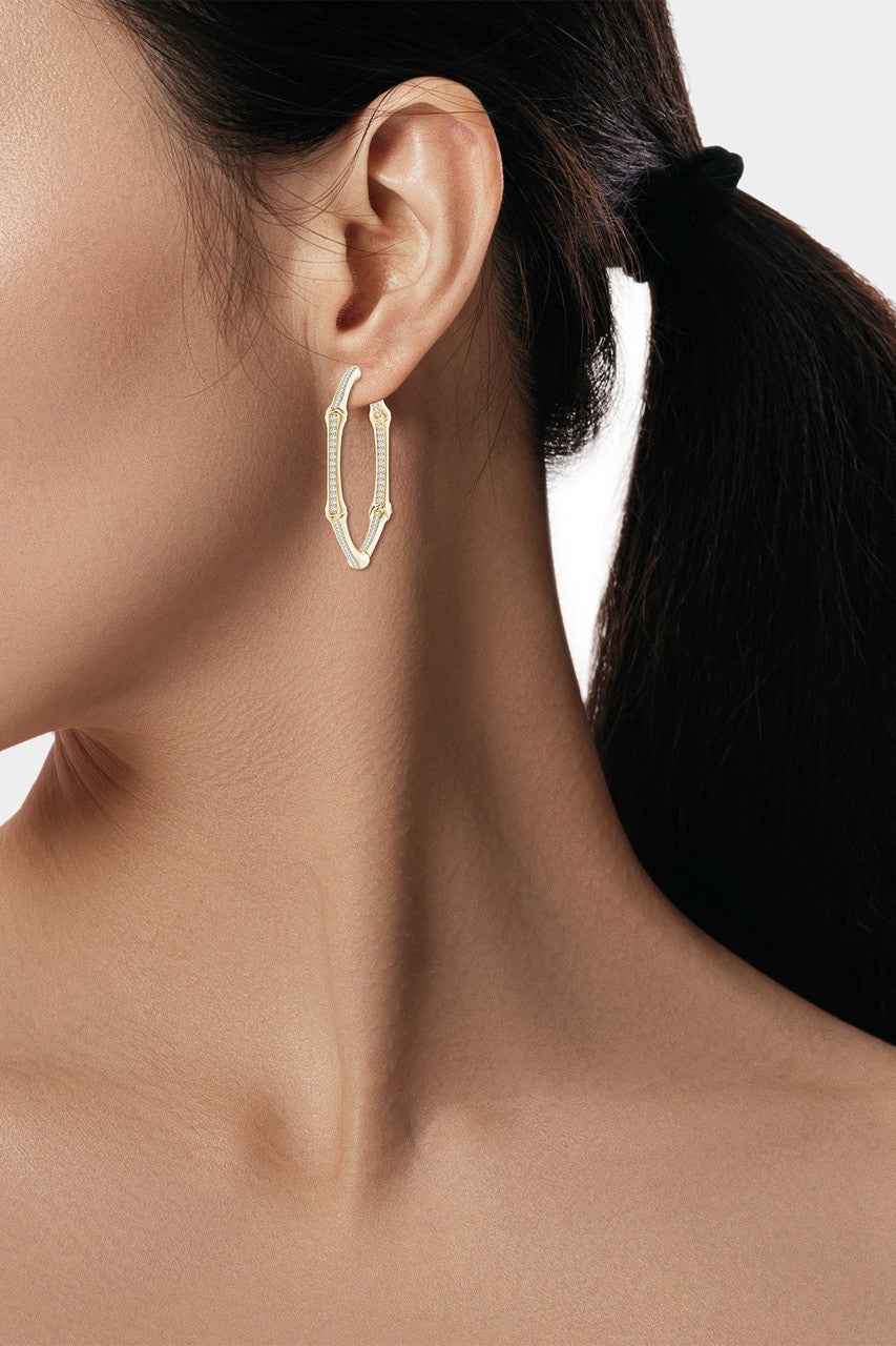 Natori Buy Indochine 14k Small Pave Diamond Full Circle Hoops in 14K Yellow Gold Online