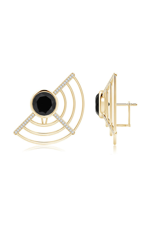 Natori Buy Infinity Half Concentric Circle 14K Gold and Black Onyx Button Studs in 14K Yellow Gold Online