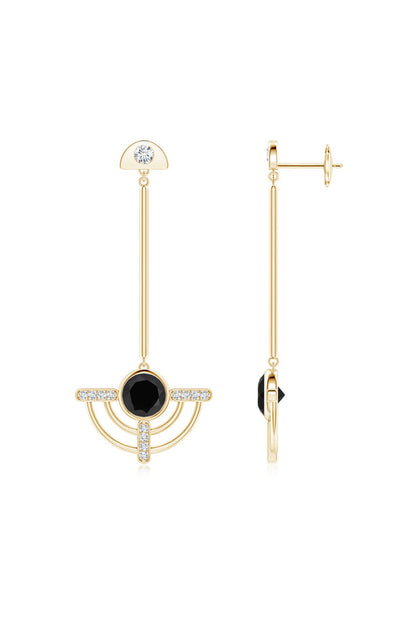 Natori Buy Infinity Half Concentric 14K Gold and Black Onyx Dangle Earrings in 14K Yellow Gold Online