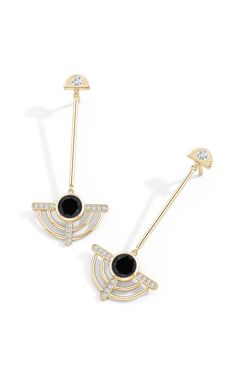 Natori Buy Infinity Half Concentric 14K Gold and Black Onyx Dangle Earrings in 14K Yellow Gold Online