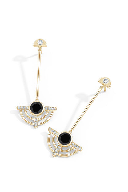 Natori Buy Infinity Half Concentric 14K Gold and Black Onyx Dangle Earrings in 14K Yellow Gold Online