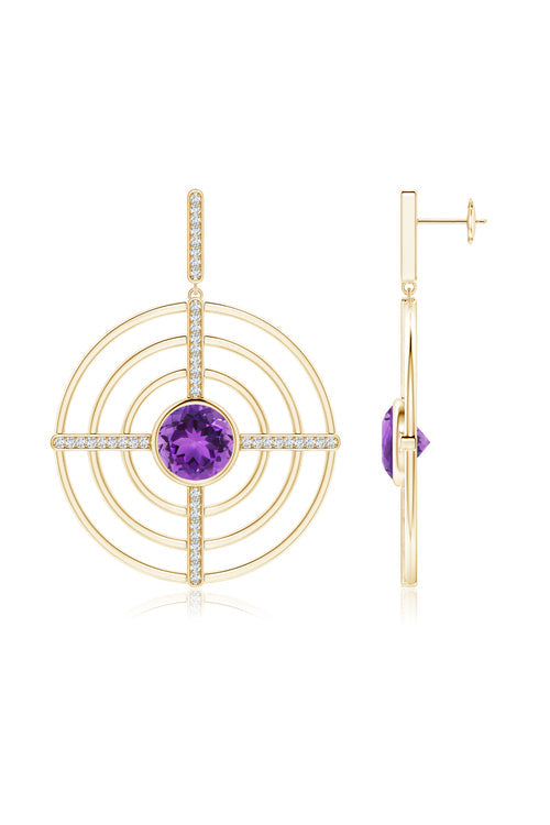 Natori Buy Infinity Concentric Circle 14K Gold and Amethyst Earrings in 14K Yellow Gold Online
