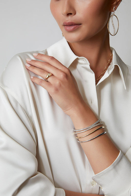 Natori Buy Shangri-La Brushstroke 14K Gold Bracelet in 14K White Gold Online