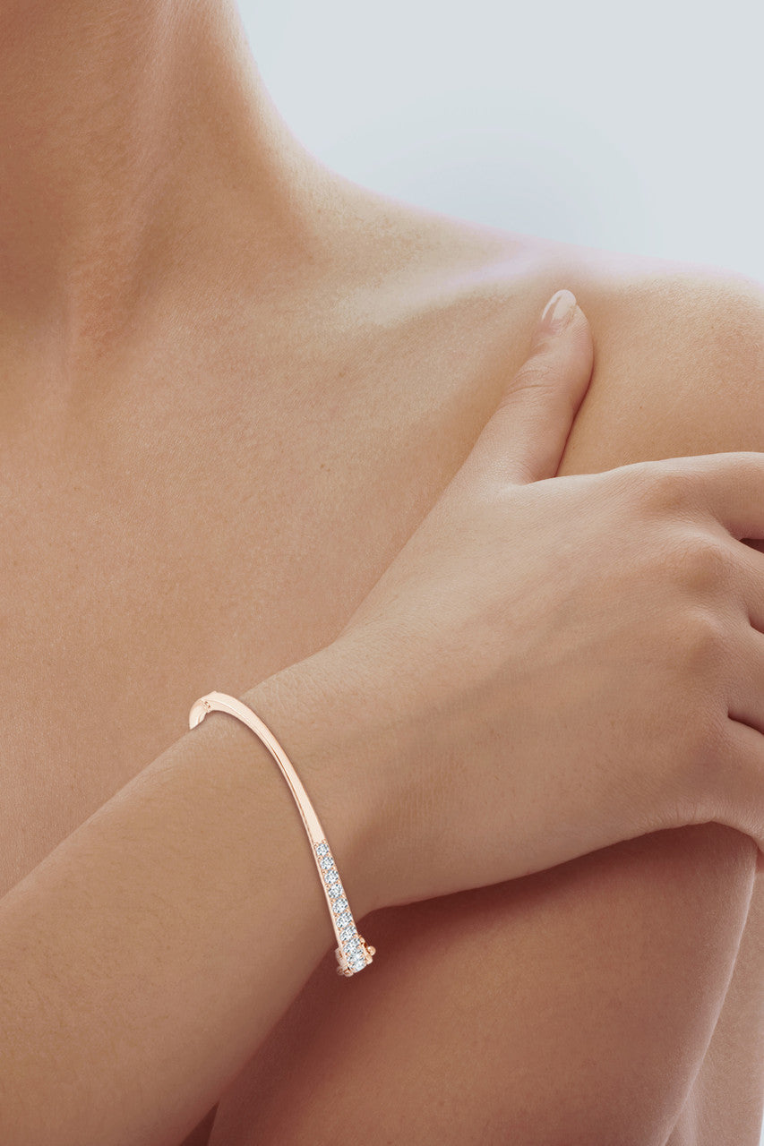 Natori Buy Shangri-La Brushstroke 14K Gold and Diamond Half Bracelet in 14K Rose Gold Online