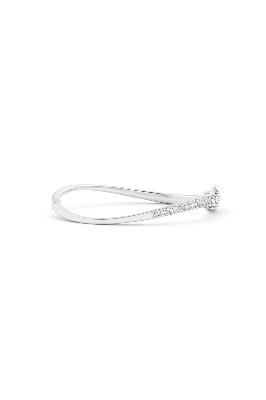 Natori Buy Shangri-La Brushstroke 14K Gold and Diamond Half Bracelet in 14K White Gold Online