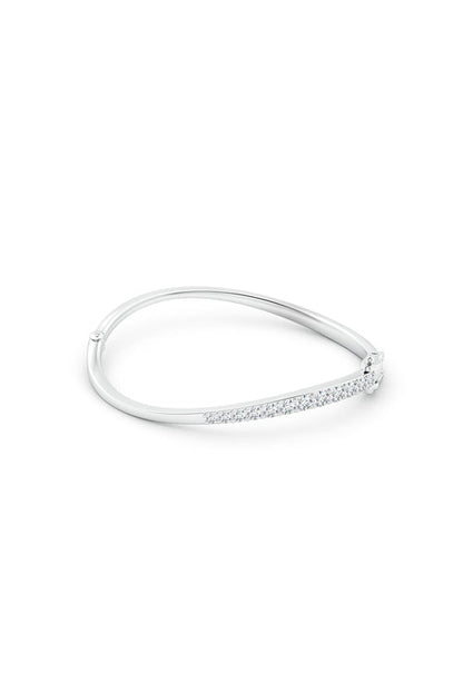 Natori Buy Shangri-La Brushstroke 14K Gold and Diamond Half Bracelet in 14K White Gold Online