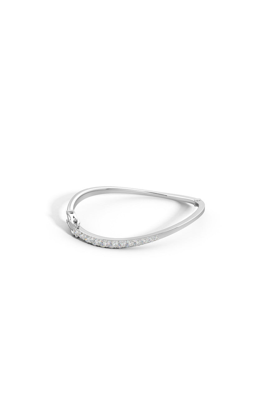 Natori Buy Shangri-La Brushstroke 14K Gold and Diamond Half Bracelet in 14K White Gold Online