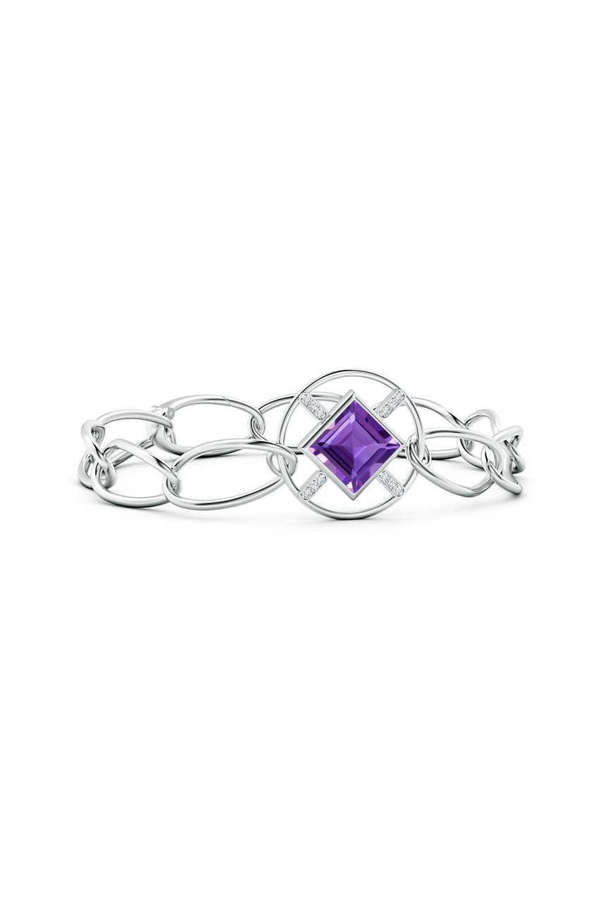 Natori Buy Infinity Concentric Circle 14K Gold and Amethyst Bracelet in 14K White Gold Online