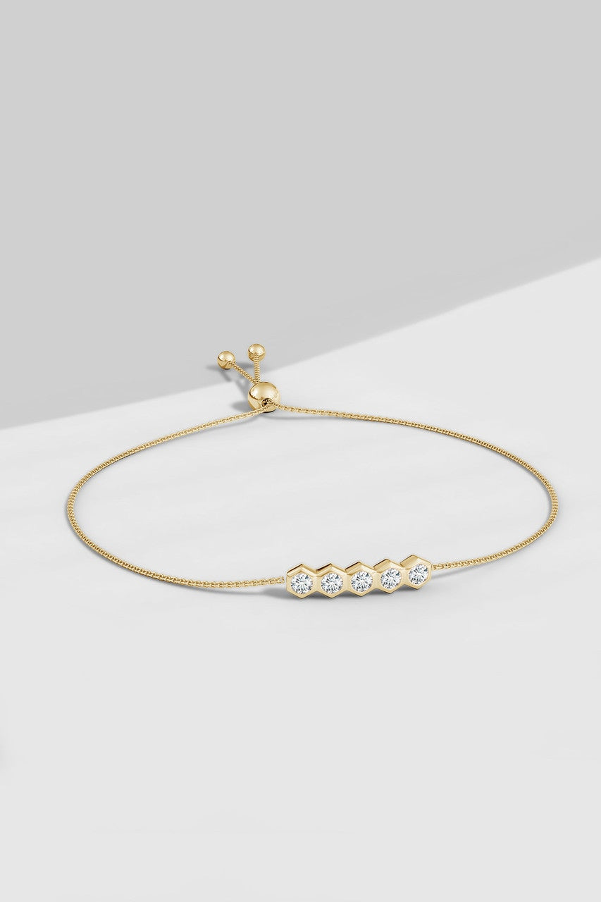 Natori Buy Indochine 14k 5-Hexagon Diamond Bar Bolo Bracelet in 14K Yellow Gold Online