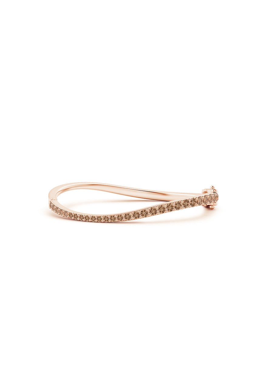 Natori Buy Shangri-La Brushstroke 14K Gold and Coffee Diamond Full Bracelet in 14K Rose Gold Online