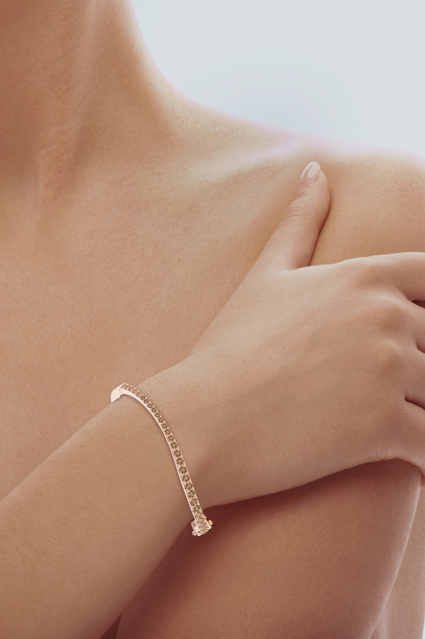 Natori Buy Shangri-La Brushstroke 14K Gold and Coffee Diamond Full Bracelet in 14K Rose Gold Online